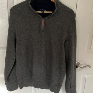 Lands End mens 1/4 zip sweater. Gray size S 34-36